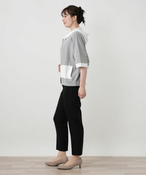 Leilian / レリアン カーディガン・ボレロ | 配色切替五分袖パーカ【HAND】 | 詳細7