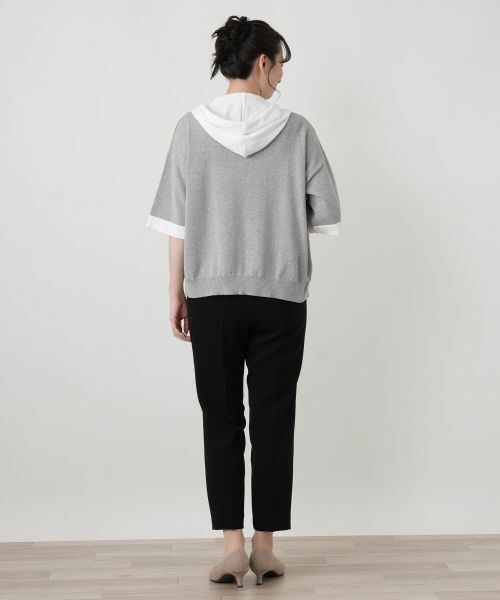 Leilian / レリアン カーディガン・ボレロ | 配色切替五分袖パーカ【HAND】 | 詳細8