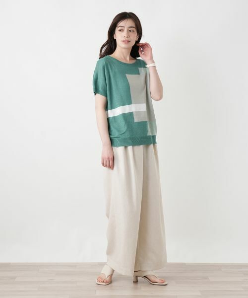 Leilian / レリアン ニット・セーター | ブロック柄クルーネックニット【HAND】 | 詳細11