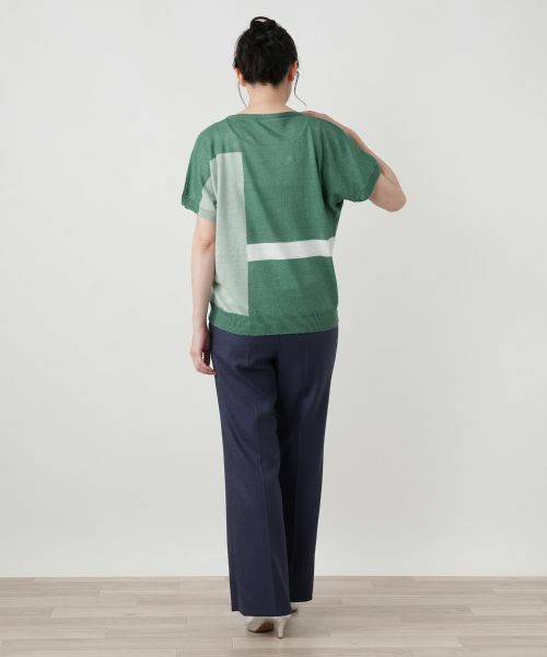 Leilian / レリアン ニット・セーター | ブロック柄クルーネックニット【HAND】 | 詳細15