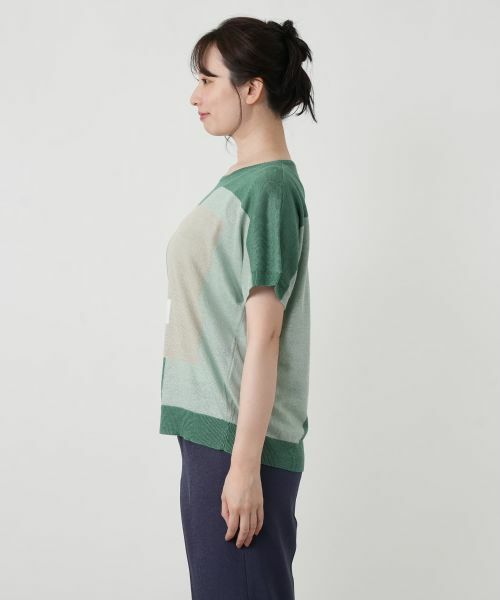 Leilian / レリアン ニット・セーター | ブロック柄クルーネックニット【HAND】 | 詳細17