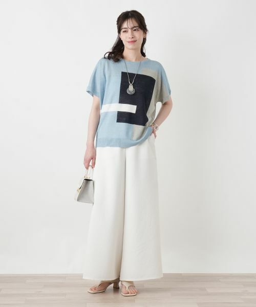 Leilian / レリアン ニット・セーター | ブロック柄クルーネックニット【HAND】 | 詳細3