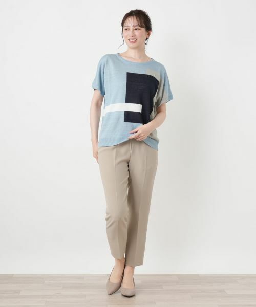 Leilian / レリアン ニット・セーター | ブロック柄クルーネックニット【HAND】 | 詳細5