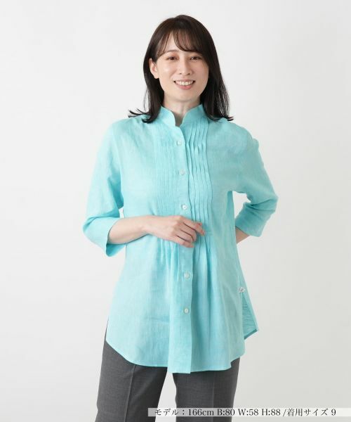 Leilian / レリアン シャツ・ブラウス | ピンタックフレアブラウス（グリーン）