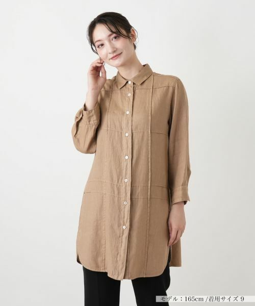 Leilian / レリアン シャツ・ブラウス | 切替チュニックブラウス【ROSSO35】（キャメル系）