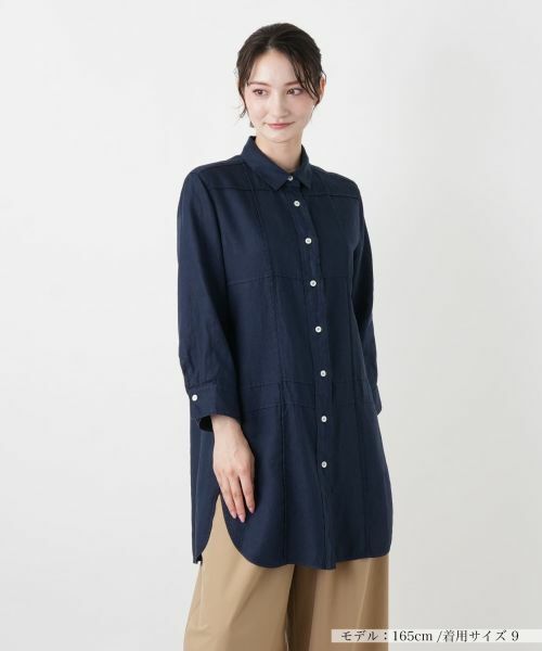 Leilian / レリアン シャツ・ブラウス | 切替チュニックブラウス【ROSSO35】（ネイビー系）