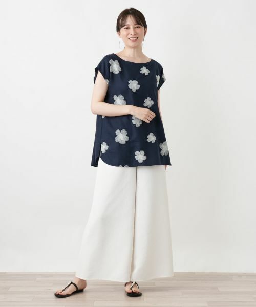 Leilian / レリアン シャツ・ブラウス | 花柄刺繍フレンチスリーブブラウス【ROSSO35】 | 詳細4