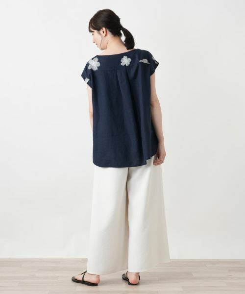 Leilian / レリアン シャツ・ブラウス | 花柄刺繍フレンチスリーブブラウス【ROSSO35】 | 詳細6