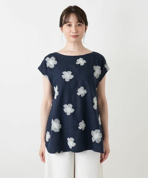 Leilian / レリアン シャツ・ブラウス | 花柄刺繍フレンチスリーブブラウス【ROSSO35】 | 詳細7