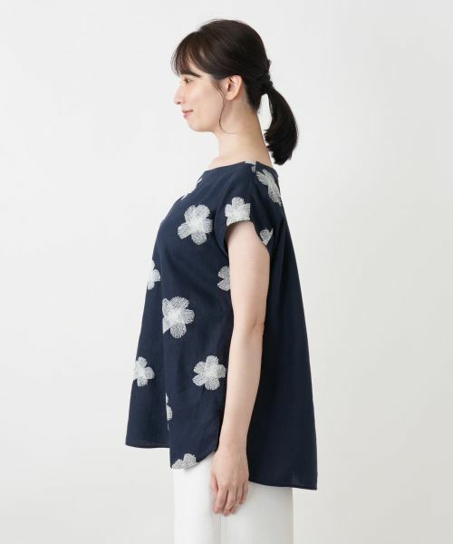 Leilian / レリアン シャツ・ブラウス | 花柄刺繍フレンチスリーブブラウス【ROSSO35】 | 詳細8