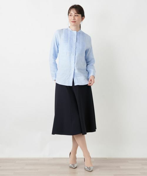 Leilian / レリアン シャツ・ブラウス | バンドカラータックブラウス | 詳細1