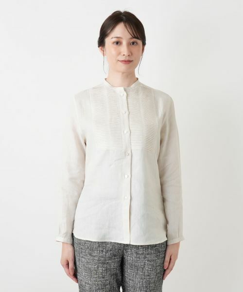 Leilian / レリアン シャツ・ブラウス | バンドカラータックブラウス | 詳細7