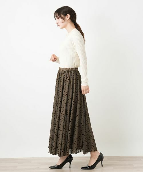 Leilian / レリアン ミニ・ひざ丈スカート | ドット柄ギャザーロングスカート【BOURGE】 | 詳細2