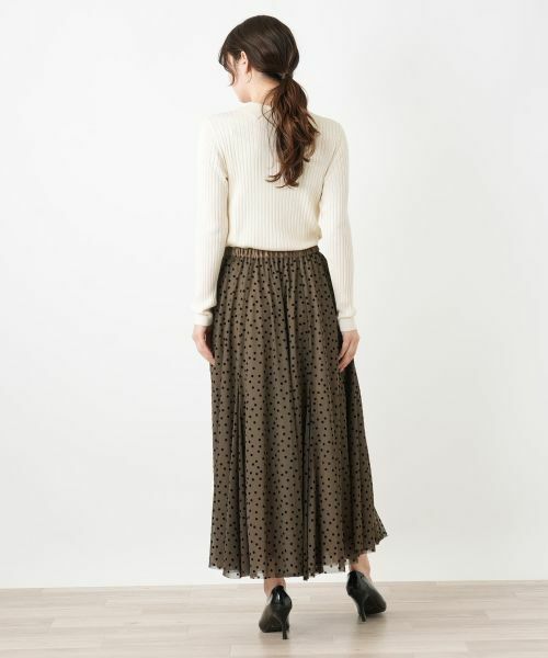 Leilian / レリアン ミニ・ひざ丈スカート | ドット柄ギャザーロングスカート【BOURGE】 | 詳細3
