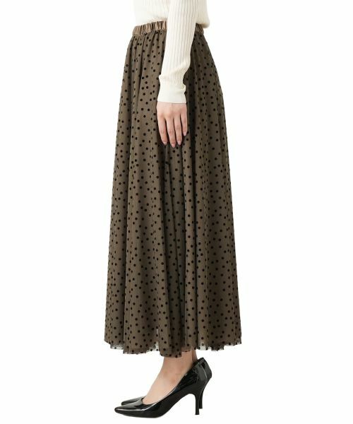 Leilian / レリアン ミニ・ひざ丈スカート | ドット柄ギャザーロングスカート【BOURGE】 | 詳細5
