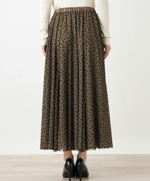 Leilian / レリアン ミニ・ひざ丈スカート | ドット柄ギャザーロングスカート【BOURGE】 | 詳細6