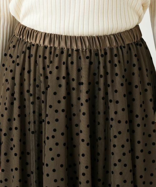 Leilian / レリアン ミニ・ひざ丈スカート | ドット柄ギャザーロングスカート【BOURGE】 | 詳細7