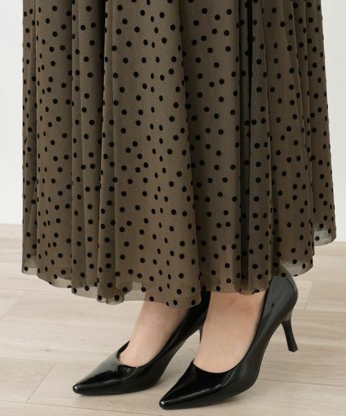 Leilian / レリアン ミニ・ひざ丈スカート | ドット柄ギャザーロングスカート【BOURGE】 | 詳細8