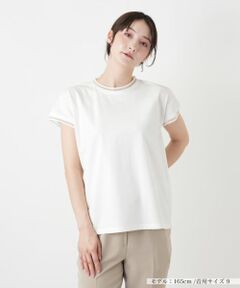 Leilian / レリアン カットソー | シアー切替クルーネックカットソー【BOURGE】