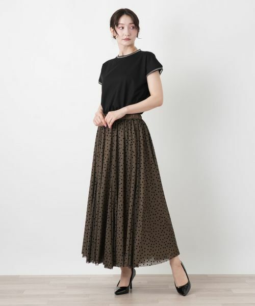 Leilian / レリアン カットソー | シアー切替クルーネックカットソー【BOURGE】 | 詳細1