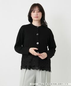 Leilian / レリアン カーディガン・ボレロ | レースレイヤードクルーネックカーディガン
