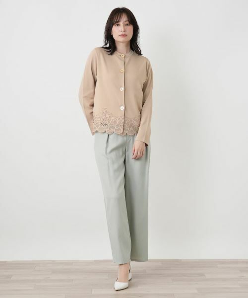 Leilian / レリアン カーディガン・ボレロ | レースレイヤードクルーネックカーディガン | 詳細1