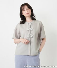 Leilian / レリアン シャツ・ブラウス | フラワーモチーフ比翼ブラウス