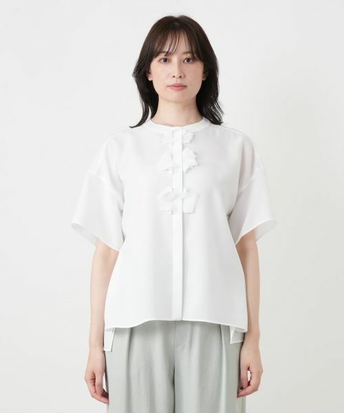 Leilian / レリアン シャツ・ブラウス | フラワーモチーフ比翼ブラウス | 詳細16