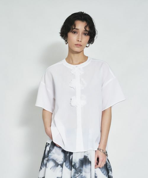 Leilian / レリアン シャツ・ブラウス | フラワーモチーフ比翼ブラウス | 詳細4