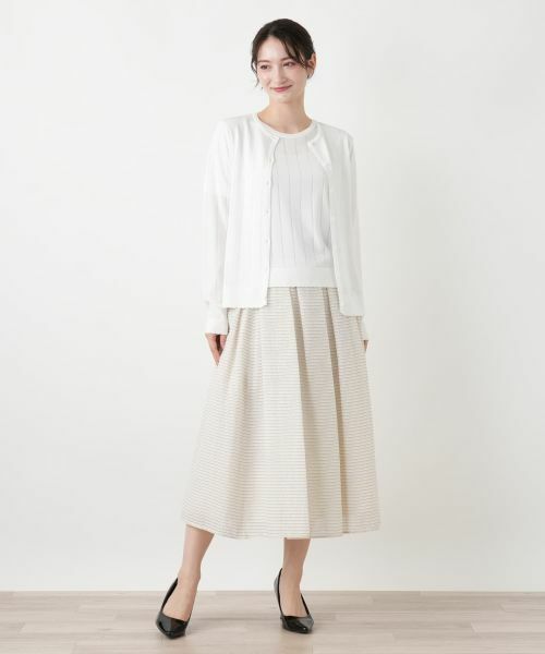 Leilian / レリアン カーディガン・ボレロ | 透かしストライプ編みカーディガン【Leilian WHITE LABEL】 | 詳細10