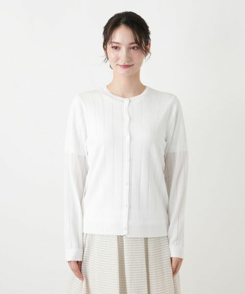 Leilian / レリアン カーディガン・ボレロ | 透かしストライプ編みカーディガン【Leilian WHITE LABEL】 | 詳細13