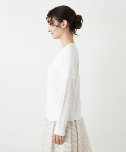 Leilian / レリアン カーディガン・ボレロ | 透かしストライプ編みカーディガン【Leilian WHITE LABEL】 | 詳細14