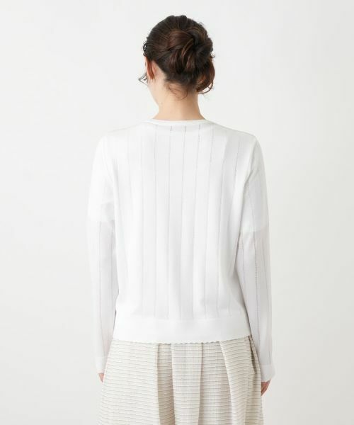 Leilian / レリアン カーディガン・ボレロ | 透かしストライプ編みカーディガン【Leilian WHITE LABEL】 | 詳細15