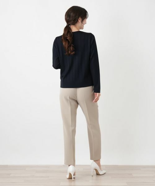 Leilian / レリアン カーディガン・ボレロ | 透かしストライプ編みカーディガン【Leilian WHITE LABEL】 | 詳細3