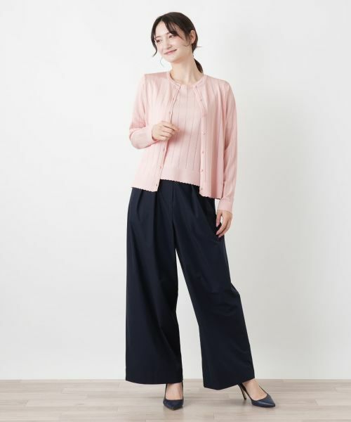 Leilian / レリアン カーディガン・ボレロ | 透かしストライプ編みカーディガン【Leilian WHITE LABEL】 | 詳細7