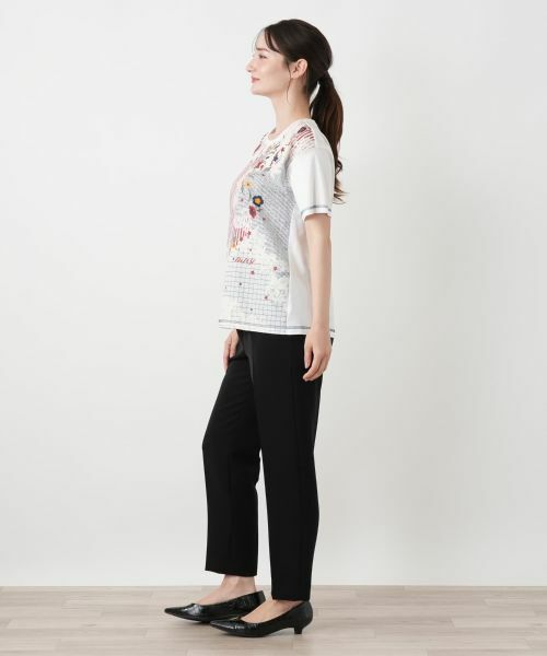 Leilian / レリアン Tシャツ | 鍵レース刺繍風プリントTシャツ【MUSE BY ROCHAS Premiere】 | 詳細2