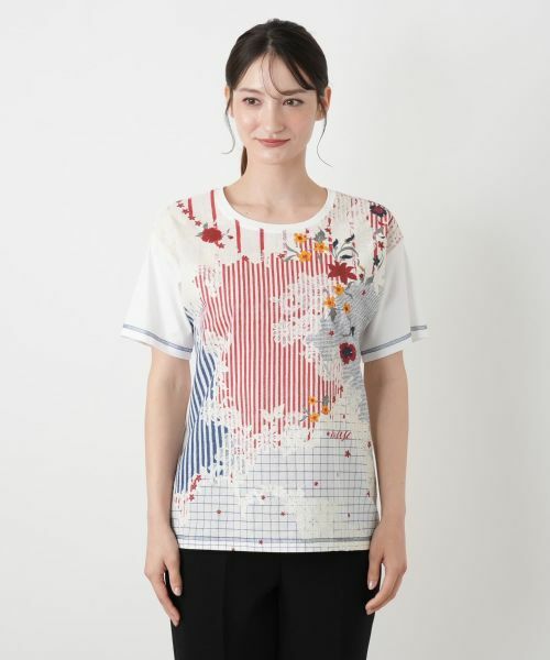 Leilian / レリアン Tシャツ | 鍵レース刺繍風プリントTシャツ【MUSE BY ROCHAS Premiere】 | 詳細4
