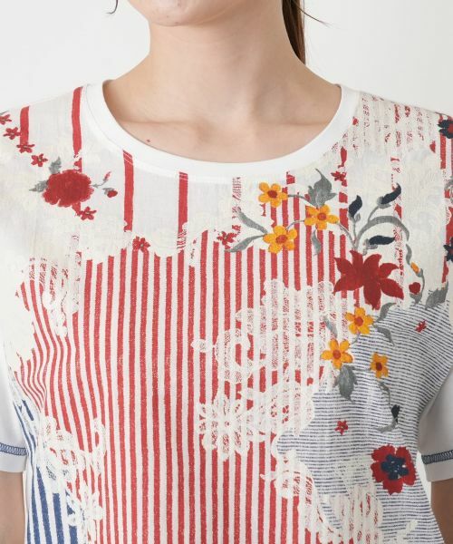 Leilian / レリアン Tシャツ | 鍵レース刺繍風プリントTシャツ【MUSE BY ROCHAS Premiere】 | 詳細7