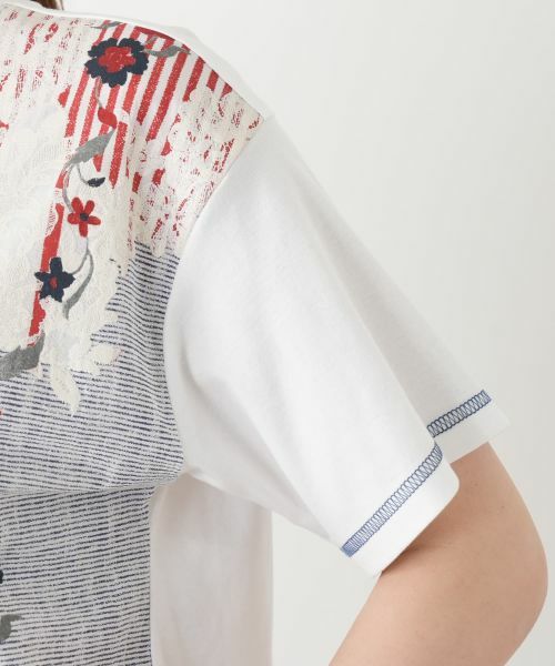 Leilian / レリアン Tシャツ | 鍵レース刺繍風プリントTシャツ【MUSE BY ROCHAS Premiere】 | 詳細9