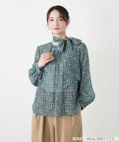 Leilian / レリアン シャツ・ブラウス | スカーフタイ幾何学柄ブラウス【Leilian WHITE LABEL】