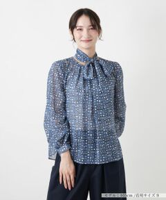 Leilian / レリアン シャツ・ブラウス | スカーフタイ幾何学柄ブラウス【Leilian WHITE LABEL】