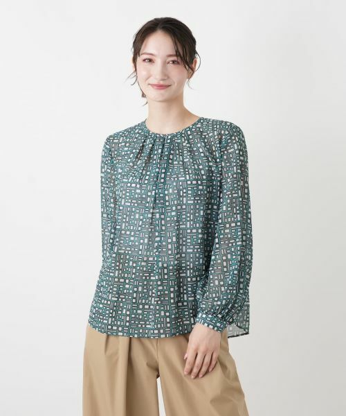 Leilian / レリアン シャツ・ブラウス | スカーフタイ幾何学柄ブラウス【Leilian WHITE LABEL】 | 詳細10