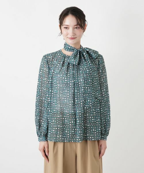 Leilian / レリアン シャツ・ブラウス | スカーフタイ幾何学柄ブラウス【Leilian WHITE LABEL】 | 詳細7