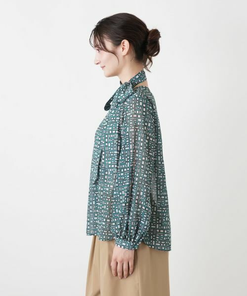 Leilian / レリアン シャツ・ブラウス | スカーフタイ幾何学柄ブラウス【Leilian WHITE LABEL】 | 詳細8