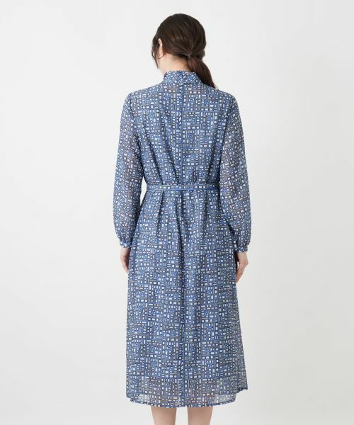 Leilian / レリアン ドレス | 幾何学柄フレアワンピース【Leilian WHITE LABEL】 | 詳細9