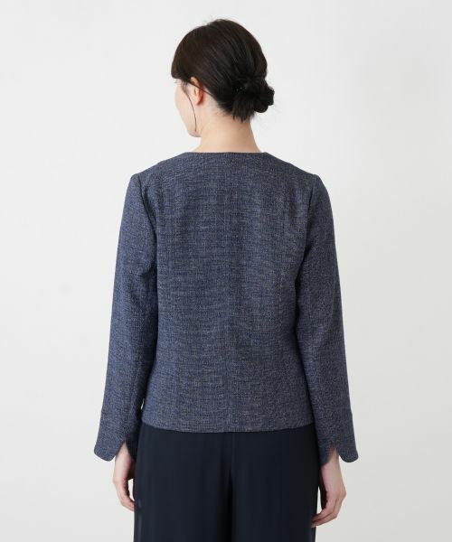 Leilian / レリアン テーラードジャケット | Vネックノーカラージャケット【Leilian WHITE LABEL】 | 詳細10