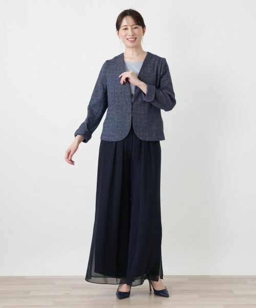 Leilian / レリアン テーラードジャケット | Vネックノーカラージャケット【Leilian WHITE LABEL】 | 詳細4