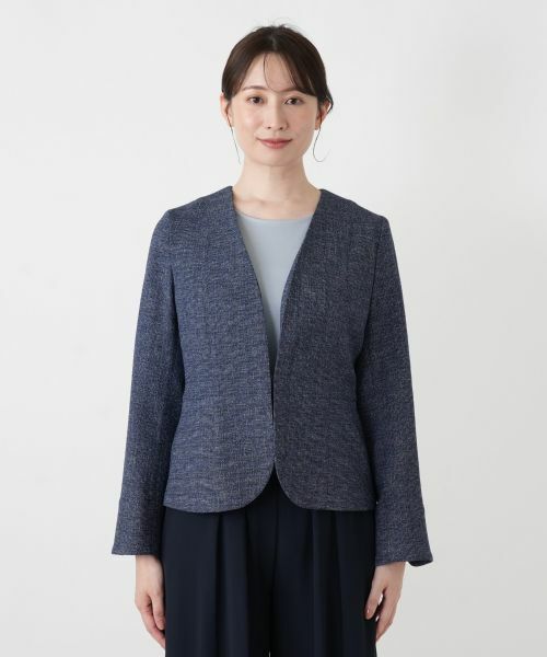 Leilian / レリアン テーラードジャケット | Vネックノーカラージャケット【Leilian WHITE LABEL】 | 詳細8