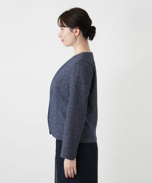 Leilian / レリアン テーラードジャケット | Vネックノーカラージャケット【Leilian WHITE LABEL】 | 詳細9