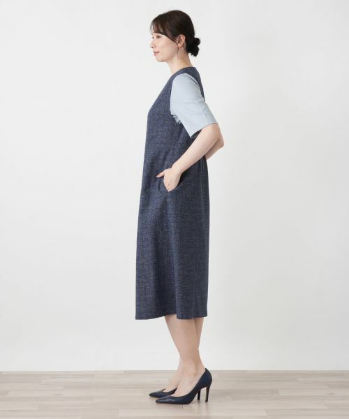 Leilian / レリアン ロング・マキシ丈ワンピース | Vネックジャンパースカート【Leilian WHITE LABEL】 | 詳細5